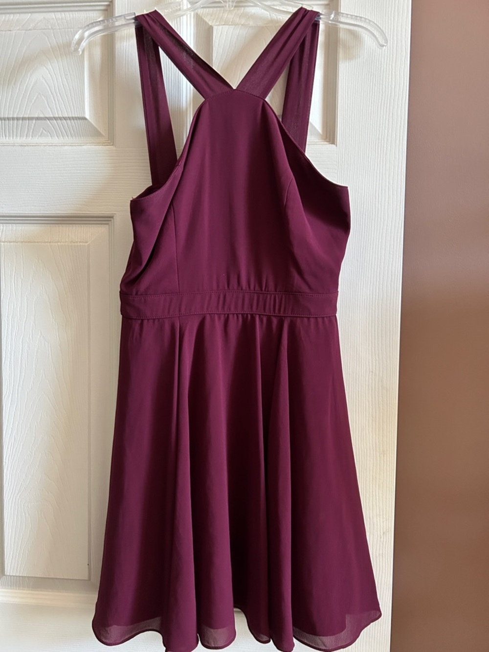 Lulu's Wine Burgundy Cross-Back Mini Dress